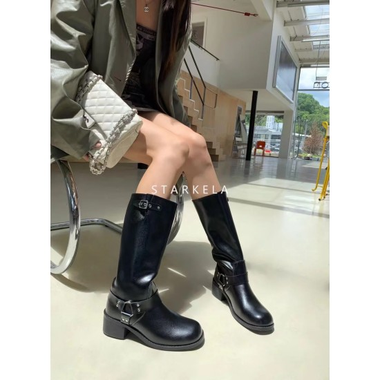 Buckle Calf High Riding Boots SW8-802