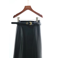 Leather A Line Skirt With Belt BB688301