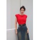 Solid Sleeve Colours Knitted Tee WT6980