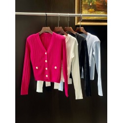 Golden Button Knitted Jacket BT6332