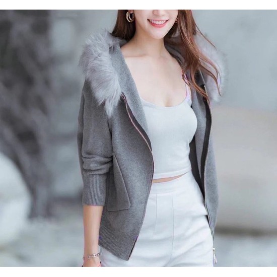 Faux Fur Collar Jacket (Detachable Collar) WD2492