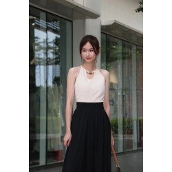 Linen Marble Ball Collar Top W55441