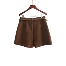 Winter Wool Belted Short Pants WP303455