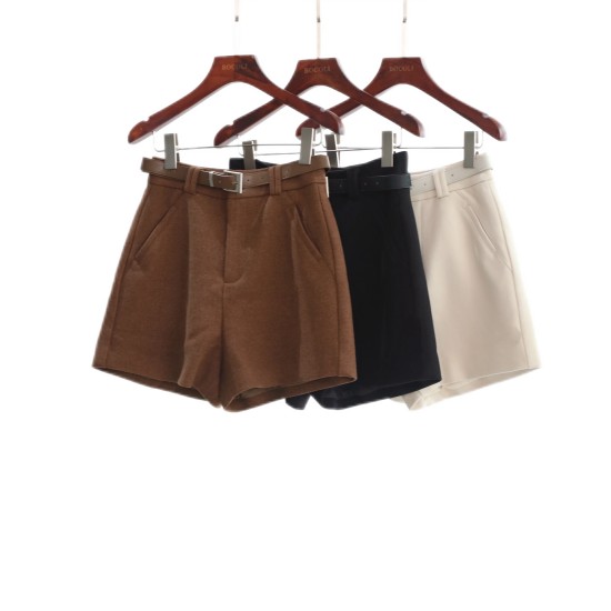 Winter Wool Belted Short Pants WP303455