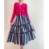 Navy Stripe Midi Skirt BB27365